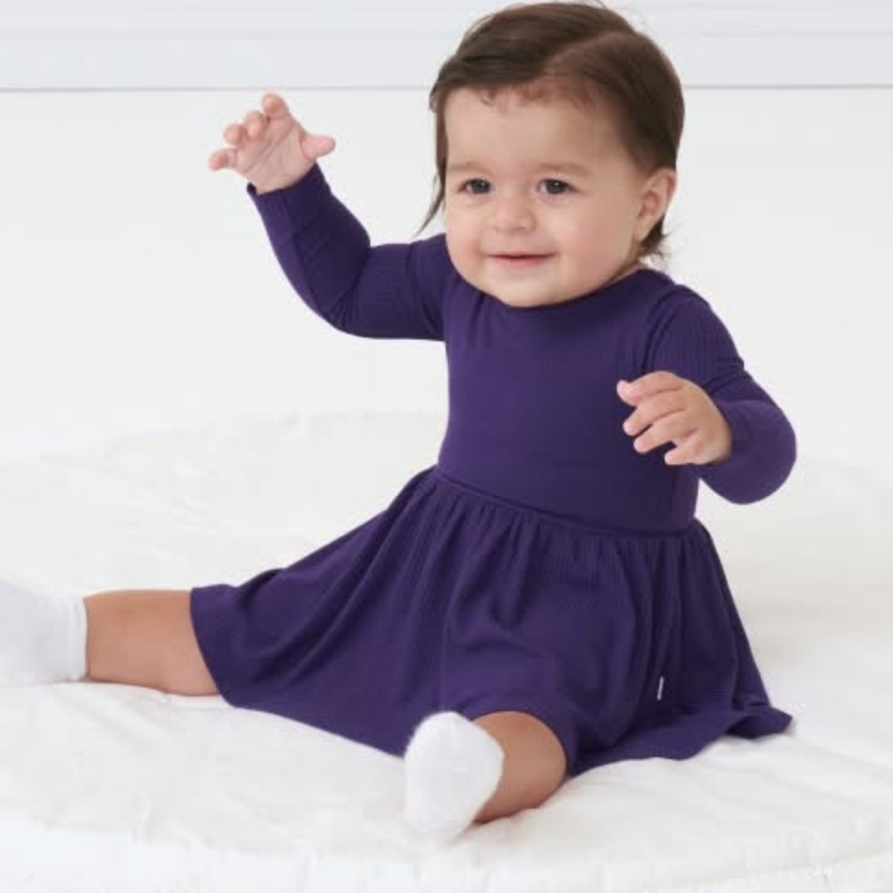 Little Sleepies Deep Amethyst Ribbed Twirl Dress with Bodysuit 18-24 months NWT